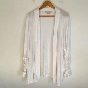 Penningtons In Every Story Woman White Open Front Long Sleeve Cardigan Size 1X